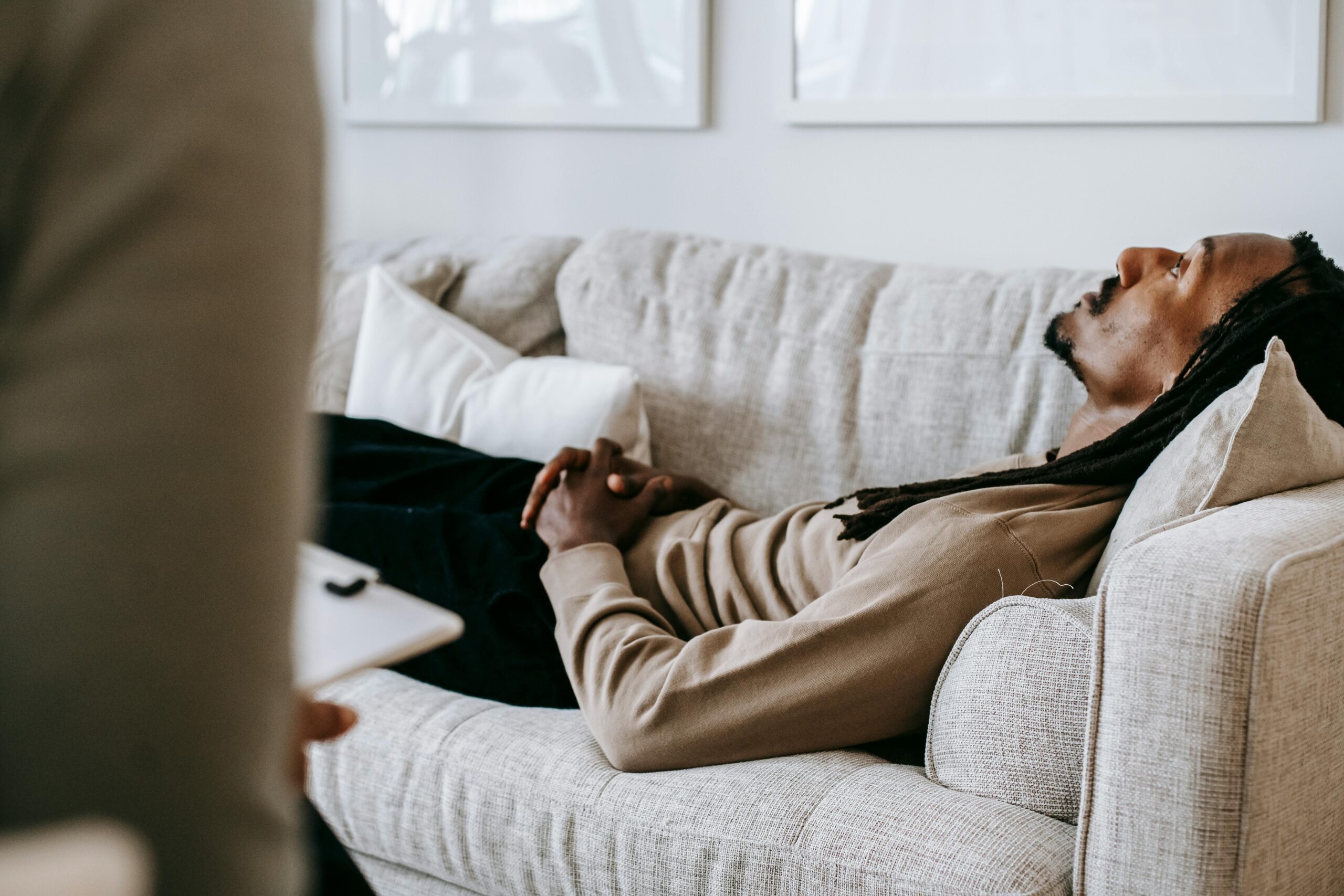 A person in therapy for relapse prevention.