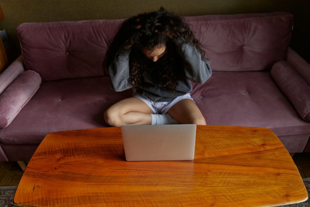 A woman working during addiction recovery.