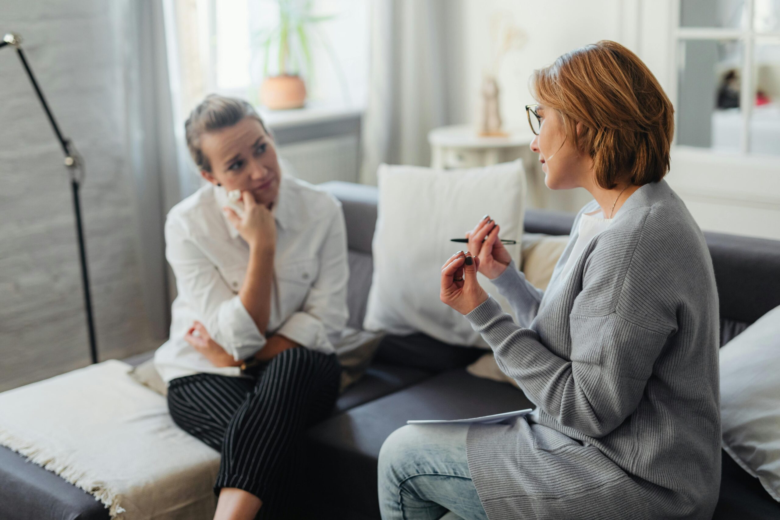 A person in a dialectical behavior therapy (DBT) session.